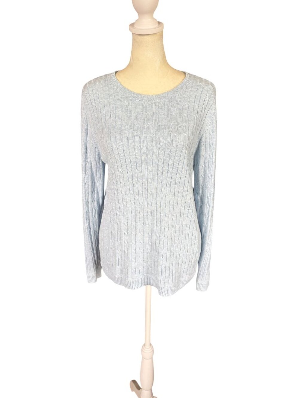 Croft & Barrow light blue long sleeve crewneck cable knit sweater size medium